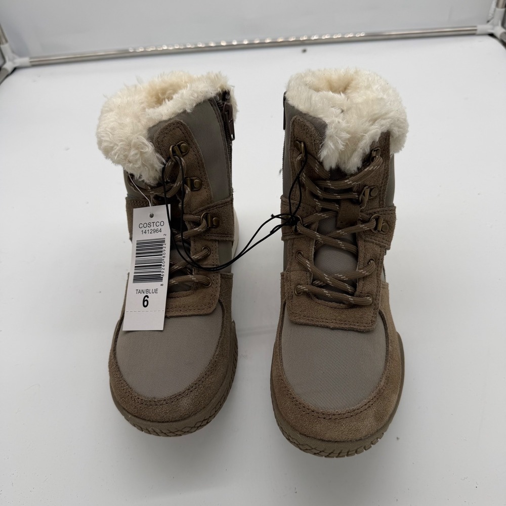 Vintage 1948 Tan Faux Fur Lined Winter Boots Side Zip 1412964 Size 6 NEW